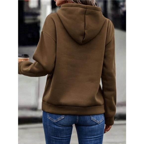 Fringe Detail Long Sleeve Drawstring Hoodie - Picture 2 of 16